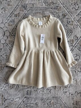 Baby GAP Cream Ruffle-Trim Knit Dress 3T NWT